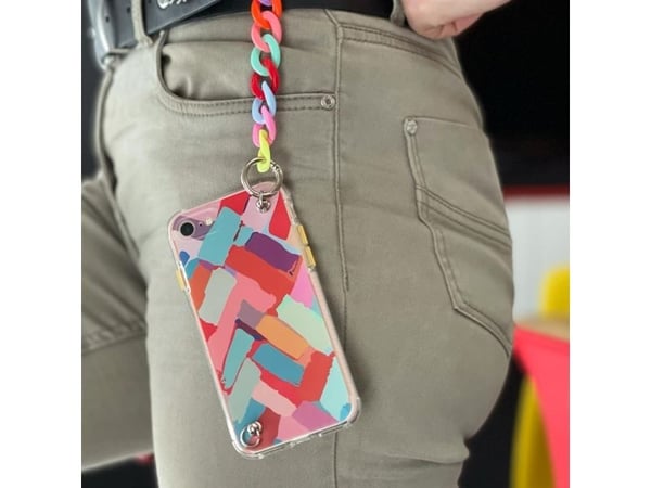 Color Chain-etui i gel - fleksibelt elastisk med kjedeanheng til iPhone 8 Plus / iPhone 7 Plus - multicolor