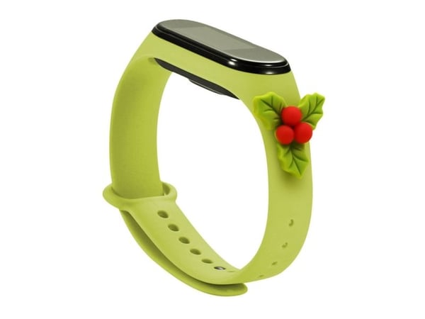 Xmas-rem til Xiaomi Mi Band 3 / 4 - jule silikonarmbånd med kristtorn - grønn