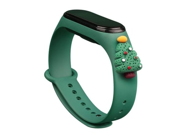 Xmas-reim til Xiaomi Mi Band 3 / 4 - jule-silikonreim med juletre - mørkegrønn