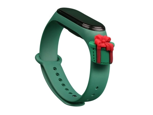Justerem til Xiaomi Mi Band 3 / 4 - jule silikonarmbånd med gave - mørkegrønn