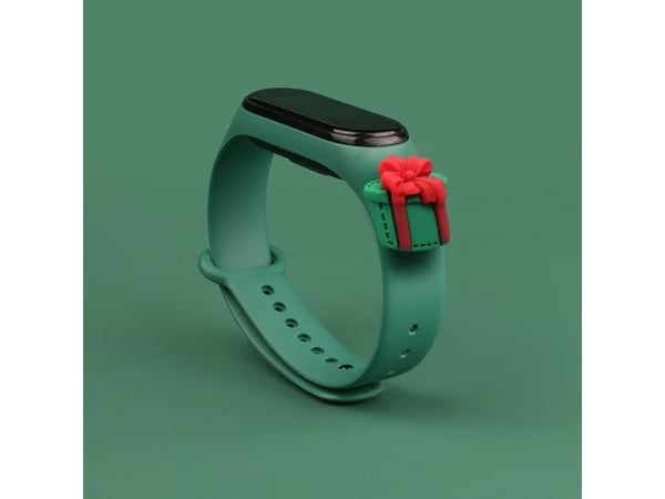 Justerem til Xiaomi Mi Band 3 / 4 - jule silikonarmbånd med gave - mørkegrønn