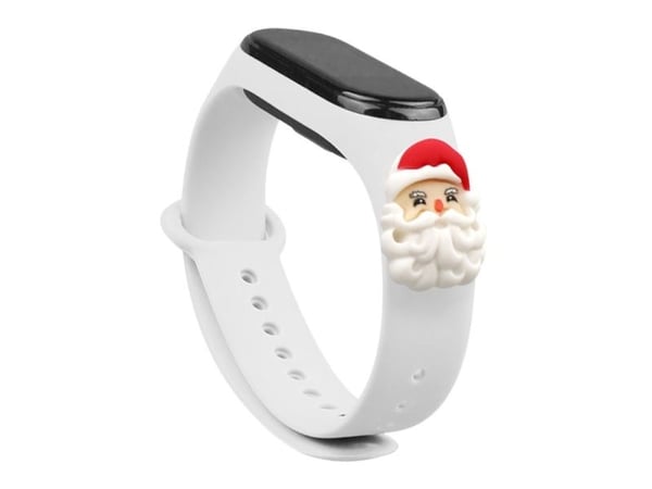 Julestrap til Xiaomi Mi Band 3/4 jule silikonarmbåndstropp med nisse - hvit