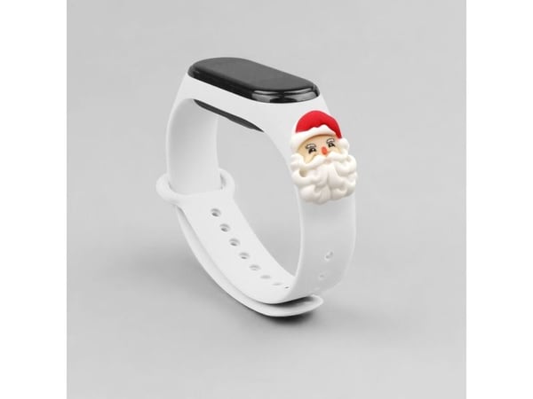 Julestrap til Xiaomi Mi Band 3/4 jule silikonarmbåndstropp med nisse - hvit