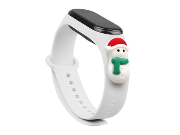 Strap Xmas til Xiaomi Mi Band 3 / 4 - jule silikonarmbånd med snømann - hvit