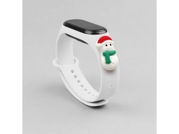 Strap Xmas til Xiaomi Mi Band 3 / 4 - jule silikonarmbånd med snømann - hvit