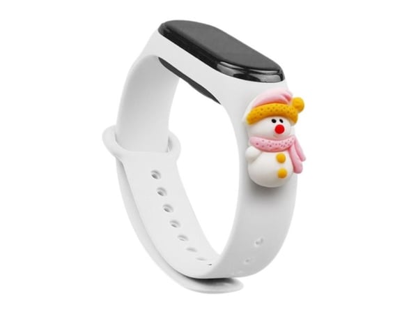 Justerem Strap Xmas til Xiaomi Mi Band 3/4 jule-silikonreim med snømann - hvit