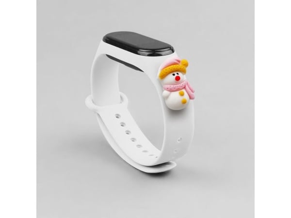 Justerem Strap Xmas til Xiaomi Mi Band 3/4 jule-silikonreim med snømann - hvit