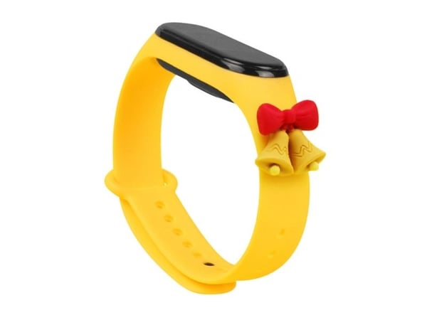 Strap Xmas til Xiaomi Mi Band 5/6 - jule silikonarmbåndsrem med bjeller - gul