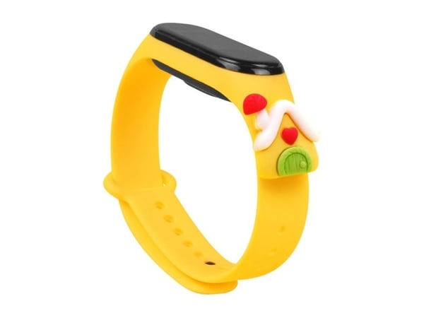 Strap Xmas til Xiaomi Mi Band 5/6 jule silikonrem armbånd med hus - gul