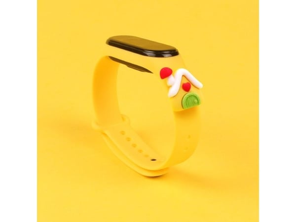 Strap Xmas til Xiaomi Mi Band 5/6 jule silikonrem armbånd med hus - gul