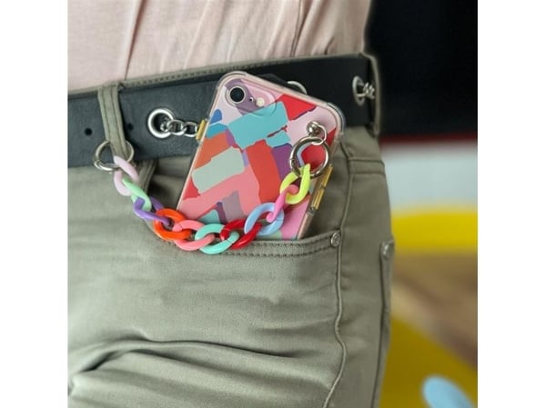 Color Chain-deksel gel fleksibelt elastisk deksel med kjedeanheng til Samsung Galaxy A22 4G flerfarget (2)