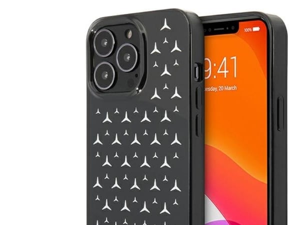 Mercedes Silver Stars mønster-etuiet til iPhone 13 Pro / iPhone 13 - svart