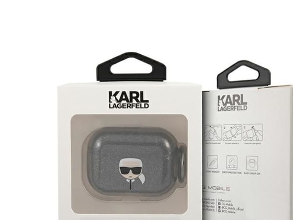 Karl Lagerfeld Glitter Karl's Head-deksel til AirPods Pro - svart