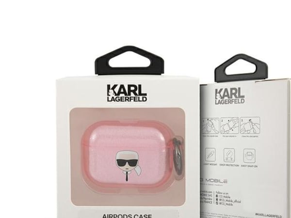 Karl Lagerfeld Glitter Karl's Head-deksel til AirPods Pro - rosa