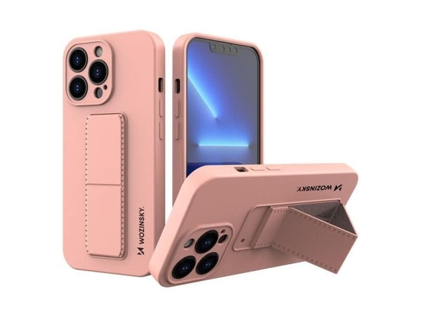 Wozinsky Wozinsky Kickstand-veske Fleksibelt silikondeksel med stativ for iPhone 13 mini rosa