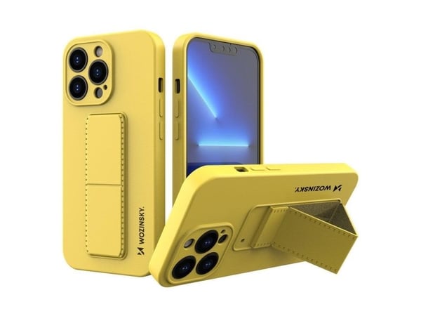 Wozinsky Wozinsky Kickstand Case fleksibelt silikondeksel med stativ for iPhone 13 mini gul