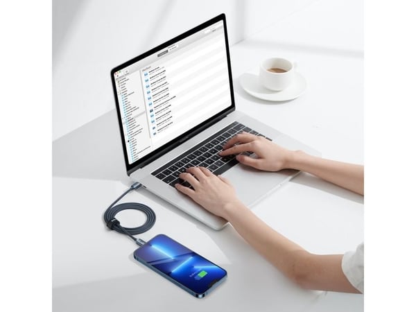 Baseus CAJY000201, Grå, USB C, Lightning, 1,2 m, Hanstik, Hanstik
