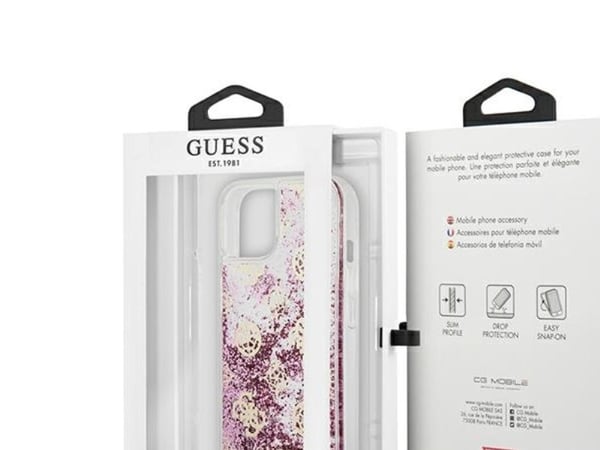 Guess GUHCP13SLGPEPI iPhone 13 mini 5,4" rózowy/pink hardcase Peony Liquid Glitter
