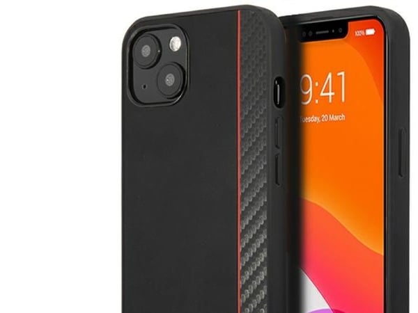 Ferrari FESAXHCP13SBK hardcase til iPhone 13 mini 5,4" - svart/svart On Track Carbon Stripe