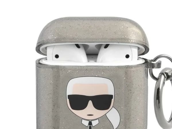 Karl Lagerfeld Glitter Karl's Head-etui til AirPods 1/2 - svart