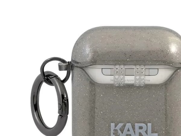 Karl Lagerfeld Glitter Karl's Head-etui til AirPods 1/2 - svart
