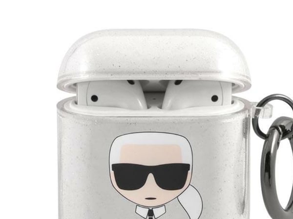 Karl Lagerfeld KLA2UKHGS AirPods deksel sølv/sølv Glitter Karl`s Head