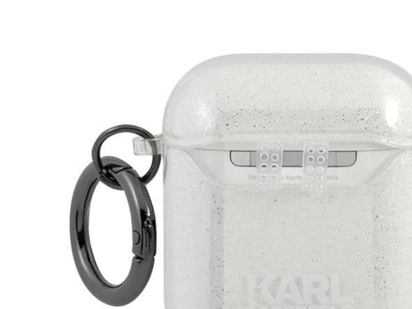 Karl Lagerfeld KLA2UKHGS AirPods deksel sølv/sølv Glitter Karl`s Head