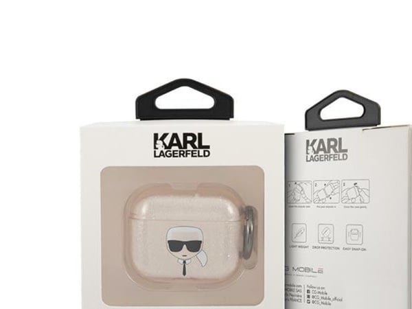 Karl Lagerfeld Glitter Karl's Head-deksel til AirPods 3 - gull