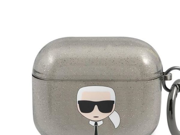 Karl Lagerfeld KLA3UKHGK AirPods 3 suojus musta/musta Glitter Karl`s Head