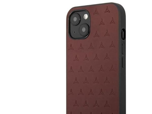 Mercedes Mercedes Mercedes MEHCP13SPSQRE iPhone 13 mini 5,4 tuuman punainen / punainen kova kotelo, nahkainen tähtikuvioinen