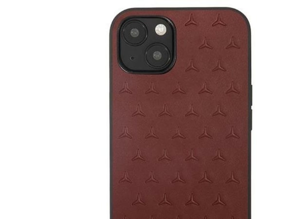 Mercedes Mercedes Mercedes MEHCP13SPSQRE iPhone 13 mini 5,4 tuuman punainen / punainen kova kotelo, nahkainen tähtikuvioinen