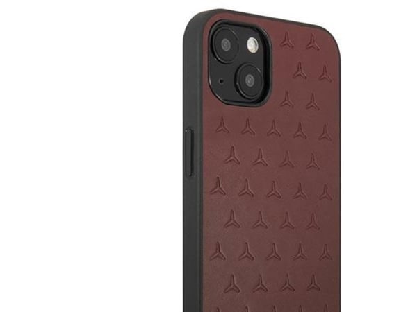Mercedes Mercedes Mercedes MEHCP13SPSQRE iPhone 13 mini 5,4 tuuman punainen / punainen kova kotelo, nahkainen tähtikuvioinen