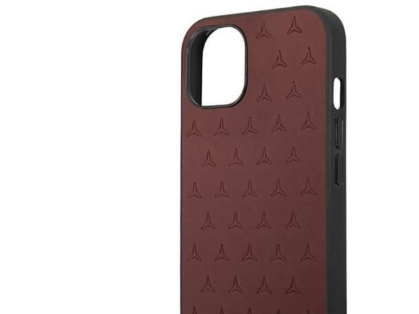 Mercedes Mercedes Mercedes MEHCP13SPSQRE iPhone 13 mini 5,4 tuuman punainen / punainen kova kotelo, nahkainen tähtikuvioinen