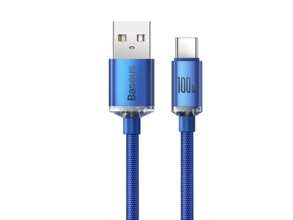 Baseus Crystal Shine USB-C-kaapeli, 100W, 2m (sininen)