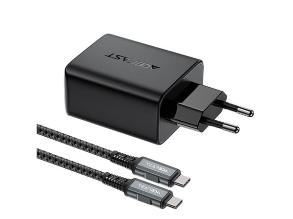 Acefast 2-i-1-laddare GaN 65W USB Type C / USB, HDMI-adapter HDMI-adapter 4K 60Hz (set med kabel) svart (A17 black)