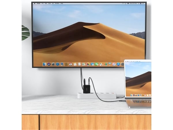 Acefast 2-i-1-laddare GaN 65W USB Type C / USB, HDMI-adapter HDMI-adapter 4K 60Hz (set med kabel) svart (A17 black)
