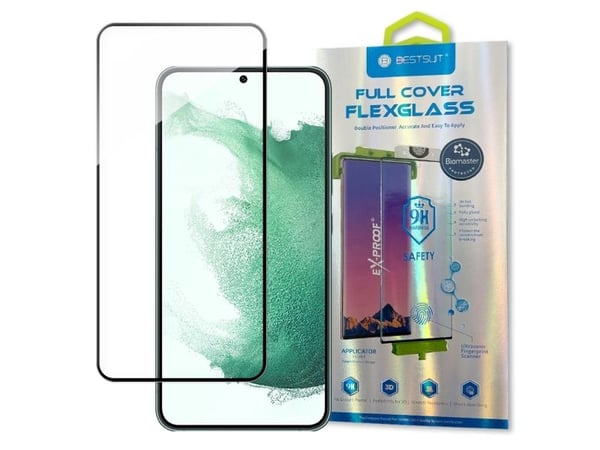 Bestsuit 3D Edge Nano Flexi Glass skjermbeskytter med ramme til Samsung Galaxy S22 + (S22 Plus) - transparent