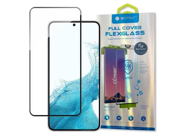 Bestsuit 3D Edge Nano Flexi Glass herdet glass i heldekkende skjerm med ramme til Samsung Galaxy S22 – transparent