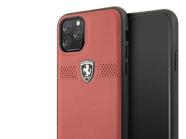 Ferrari FEOBAHCN58RE hårt fodral Off Track Leather till iPhone 11 Pro 5,8" - röd/röd