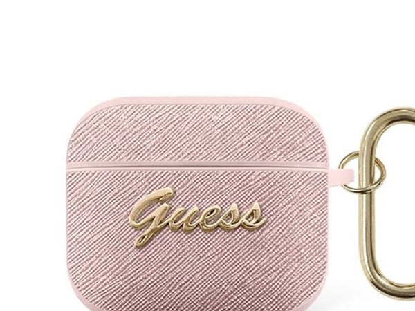 Guess GUA3SASMP AirPods 3-etuiet rosa/rosa Saffiano Script Metal Collection