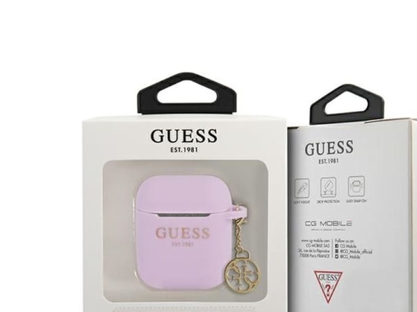 Guess GUA2LSC4EU AirPods 1/2-deksel - lilla/lilla Silicone Charm 4G Collection