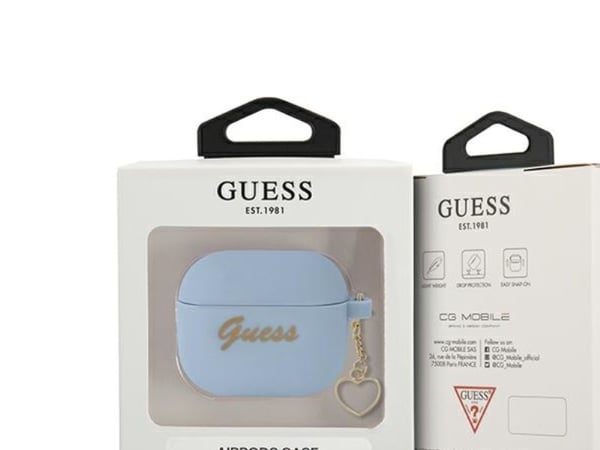 Guess GUA3LSCHSB AirPods 3-skydd blå/blå silikon charm Heart Collection