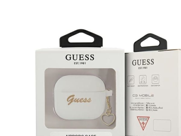 Kotelo Guess GUA3LSCHSH AirPods 3 suojus valkoinen silikoni charmi sydän kokoelma