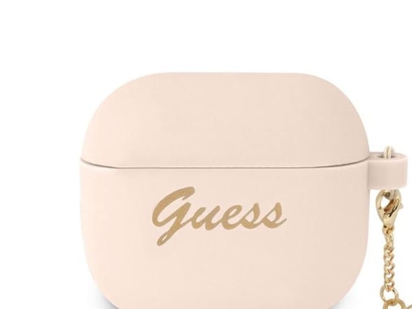 Guess GUA3LSCHSP AirPods 3-skal rosa/rosa silikoncharm hjärta (Heart Collection)
