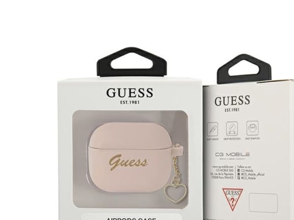 Guess GUA3LSCHSP AirPods 3-skal rosa/rosa silikoncharm hjärta (Heart Collection)