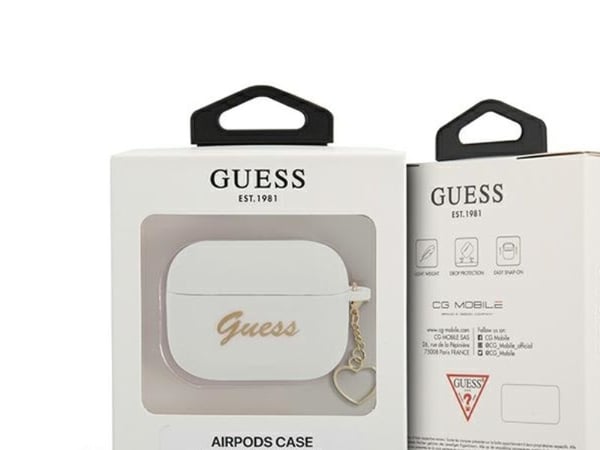 Guess GUAPLSCHSH AirPods Pro cover bialy/white Silicone Charm Heart Collection