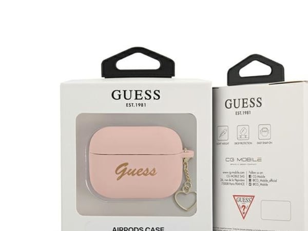 Guess GUAPLSCHSP AirPods Pro-skal rosa/rosa silikoncharm hjärta från Heart Collection