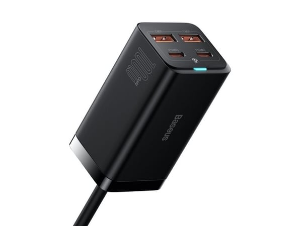 Baseus laturi Baseus GaN3 Pro 2xUSB-C + 2xUSB seinälaturi, 100W (musta)