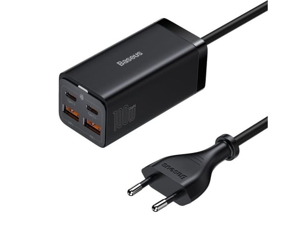 Baseus laturi Baseus GaN3 Pro 2xUSB-C + 2xUSB seinälaturi, 100W (musta)