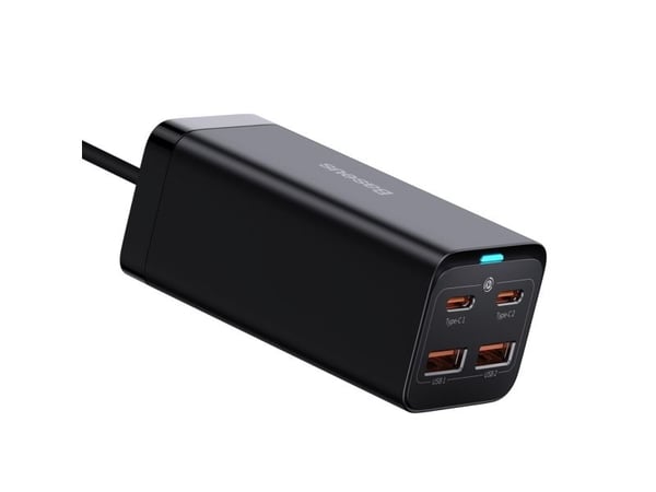 Baseus laturi Baseus GaN3 Pro 2xUSB-C + 2xUSB seinälaturi, 100W (musta)